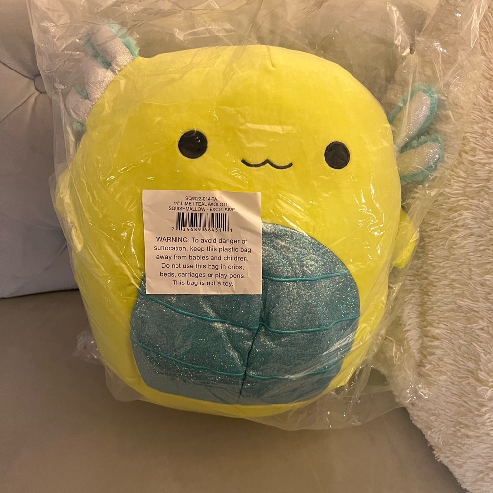 Squishmallows 14" Althea the Axolotl Lime Teal plush | Exclusive In-Hand - Picture 4 of 4